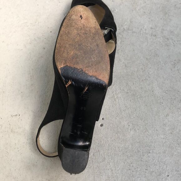 Vintage  Jourdan suede peep to slingbacks - Picture 4 of 7